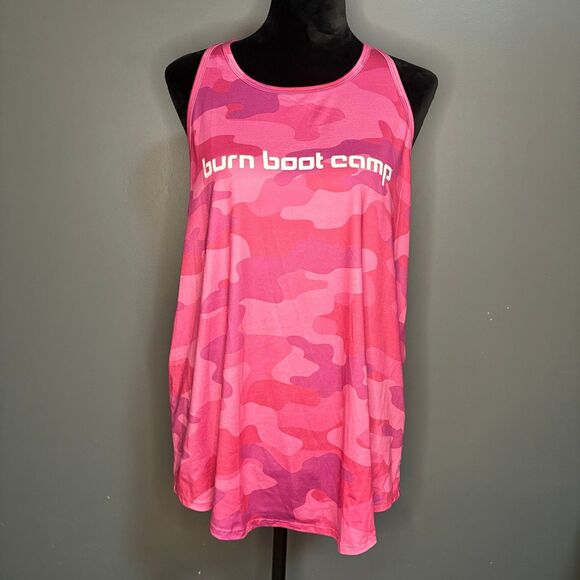 Burn Boot Camp Tank Top Womens XL Pink Camouflage Logo Top - Picture 1 of 7